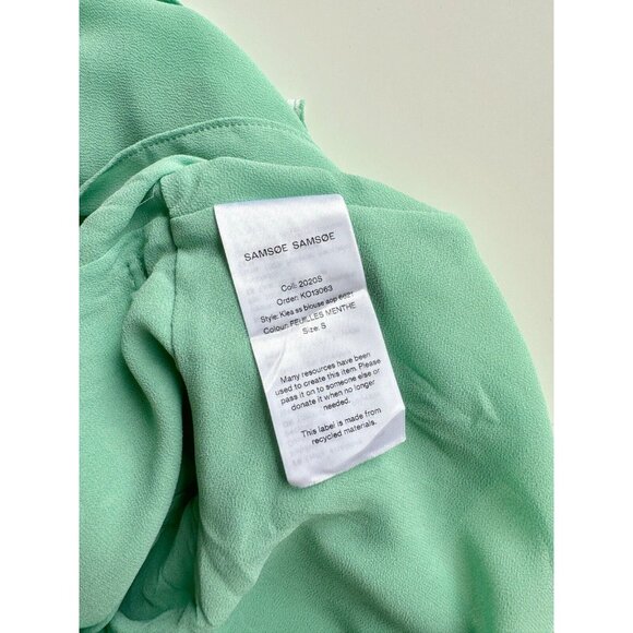 SAMSOE SAMSOE Klea Green Floral Crepe Short Sleeve Wrap Blouse, Size S - Picture 14 of 16